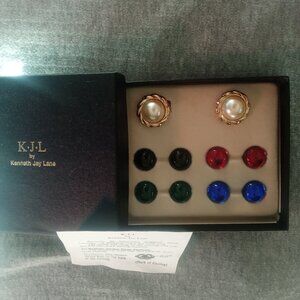 Vintage Kenneth Lane Gold Clip Changeable Earrings 1x1